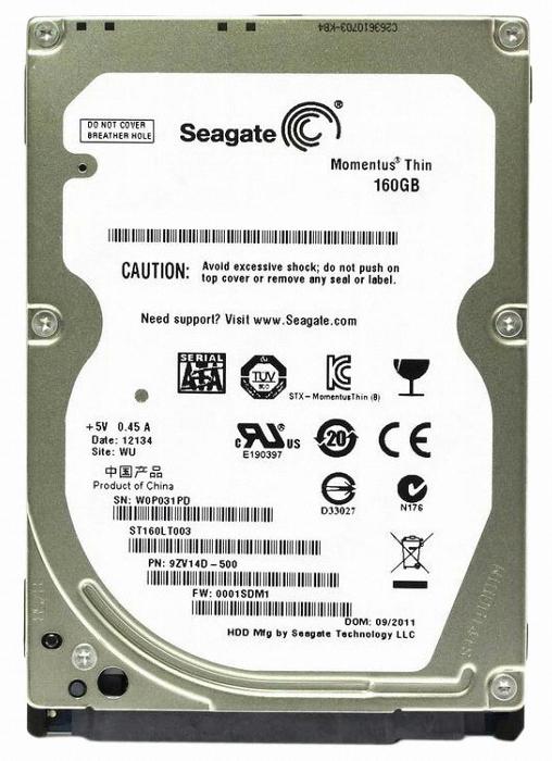 ST160LT003-R Seagate Momentus Thin 160GB 5400RPM SATA 3Gbps 16MB Cache 2.5-inch Internal Hard Drive