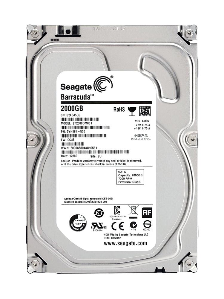 ST2000DM001 Seagate Barracuda 2TB 7200RPM SATA 6Gbps 64MB Cache 3.5-inch Internal Hard Drive