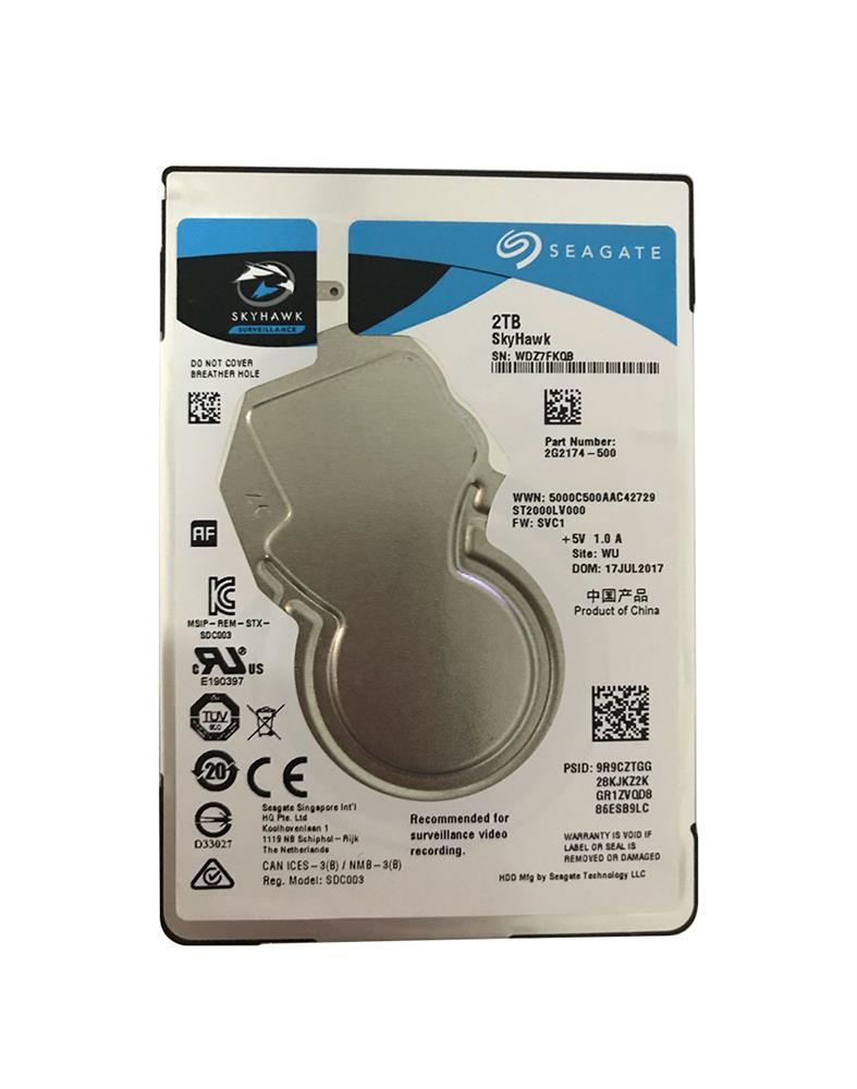 ST2000LV000 Seagate Skyhawk Mini 2TB 7200RPM SATA 6Gbps 2.5-inch Internal Hard Drive