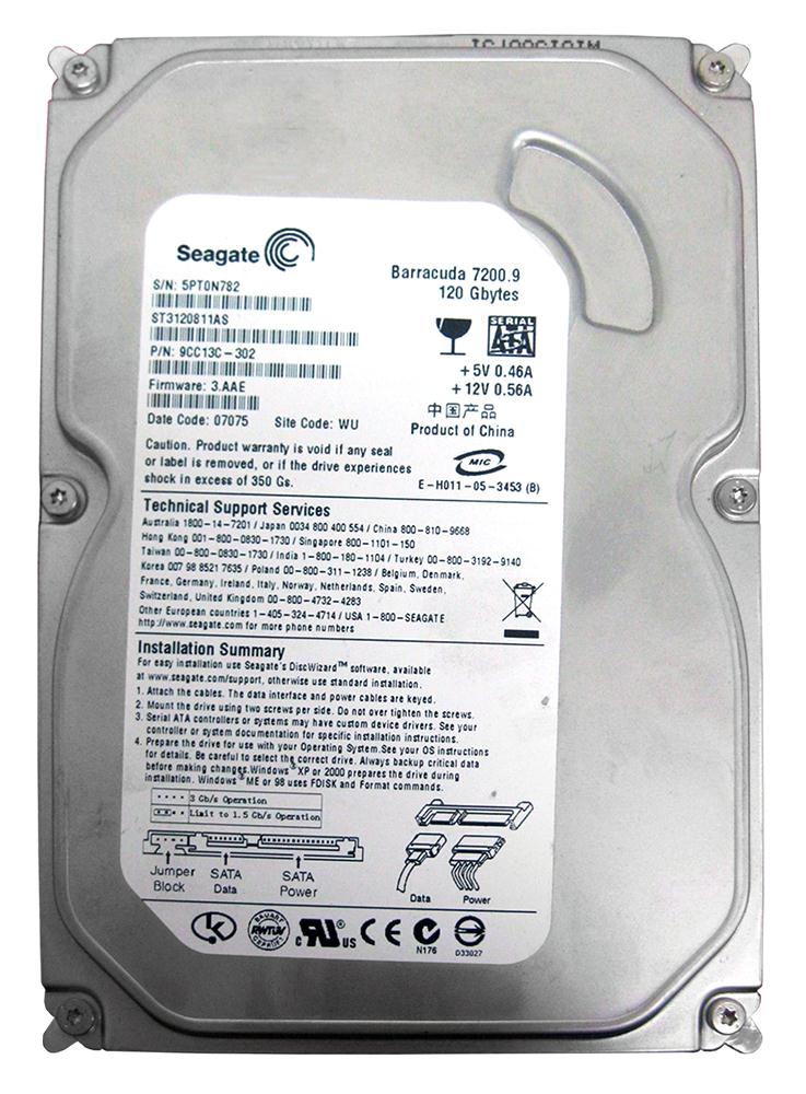 ST3120811AS Seagate Barracuda 7200.9 120GB 7200RPM SATA 3Gbps 8MB Cache 3.5-inch Internal Hard Drive