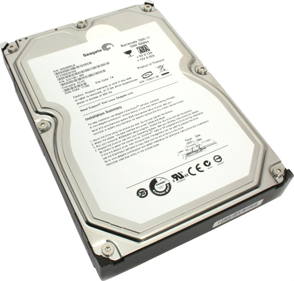 ST31500341AS Seagate Barracuda 7200.11 1.5TB 7200RPM SATA 3Gbps 32MB Cache 3.5-inch Internal Hard Drive