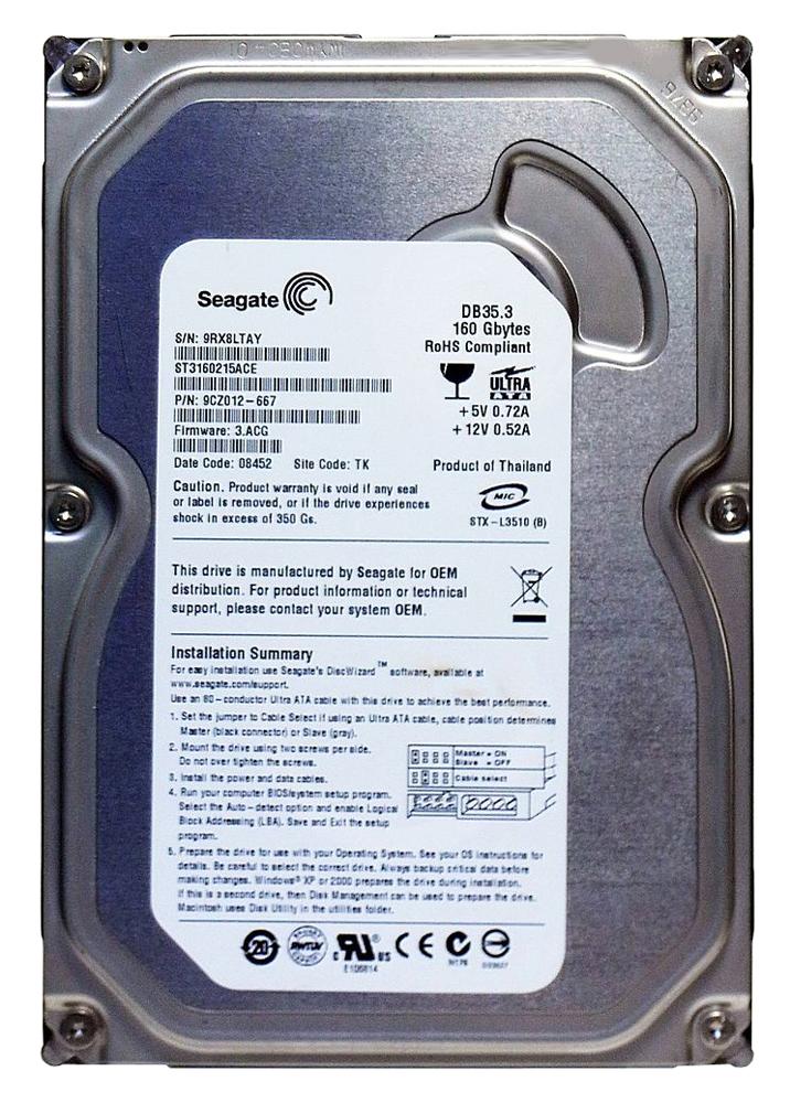 Seagate Db35 160gb Seagate DB35 Series ST3160215ACE 160GB 7200RPM