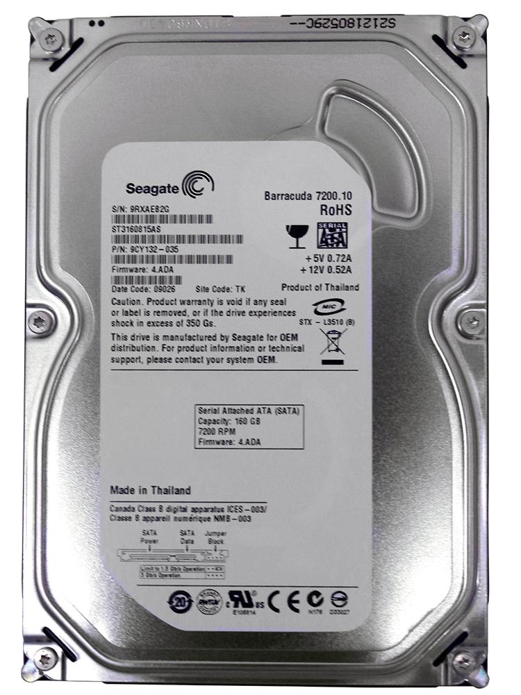 ST3160815AS Seagate Barracuda 7200.10 160GB 7200RPM SATA 3Gbps 8MB Cache 3.5-inch Internal Hard Drive