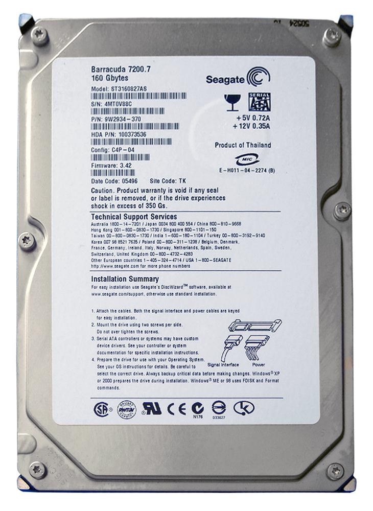 ST3160827AS Seagate Barracuda 160GB SATA 1.5 Gbps Hard Drive