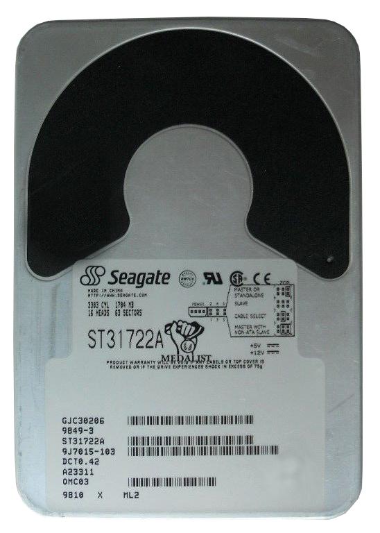 ST31722A Seagate Medalist 1722 1.7GB 4500RPM ATA-33 128KB Cache 3.5-inch Internal Hard Drive