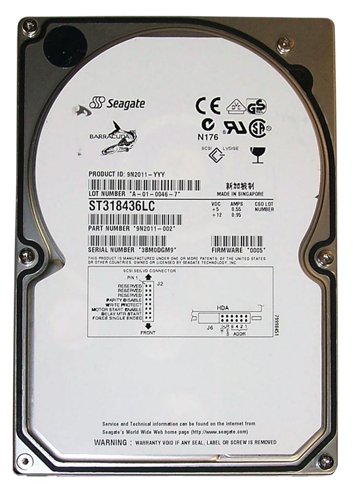 ST318436LC Seagate Barracuda 18XL 18.4GB 7200RPM Ultra-160 SCSI 80-Pin 2MB Cache 3.5-inch Internal Hard Drive
