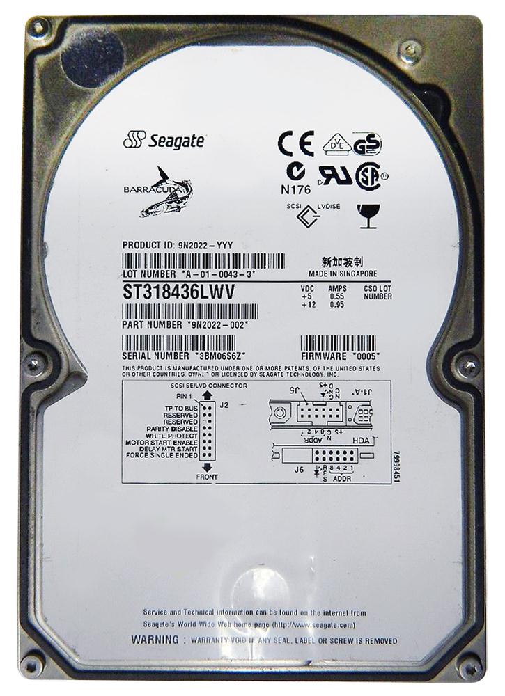 ST318436LWV Seagate Barracuda 18XL 18.4GB 7200RPM Ultra-160 SCSI 68-Pin 4MB Cache 3.5-inch Internal Hard Drive
