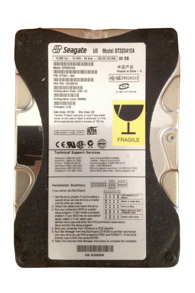 ST320410A-06 Seagate U6 20GB 5400RPM ATA-100 2MB Cache 3.5-inch Internal Hard Drive