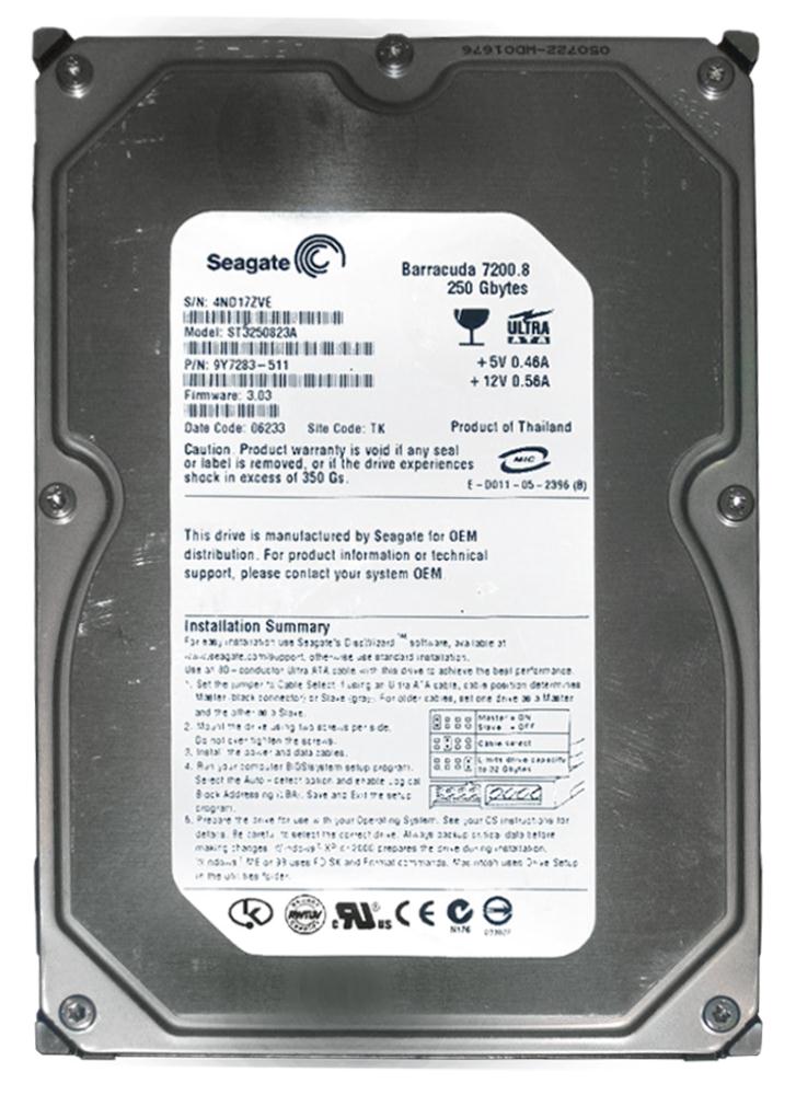 ST3250823A Seagate Barracuda 7200.8 250GB 7200RPM ATA-100 8MB Cache 3.5-inch Internal Hard Drive