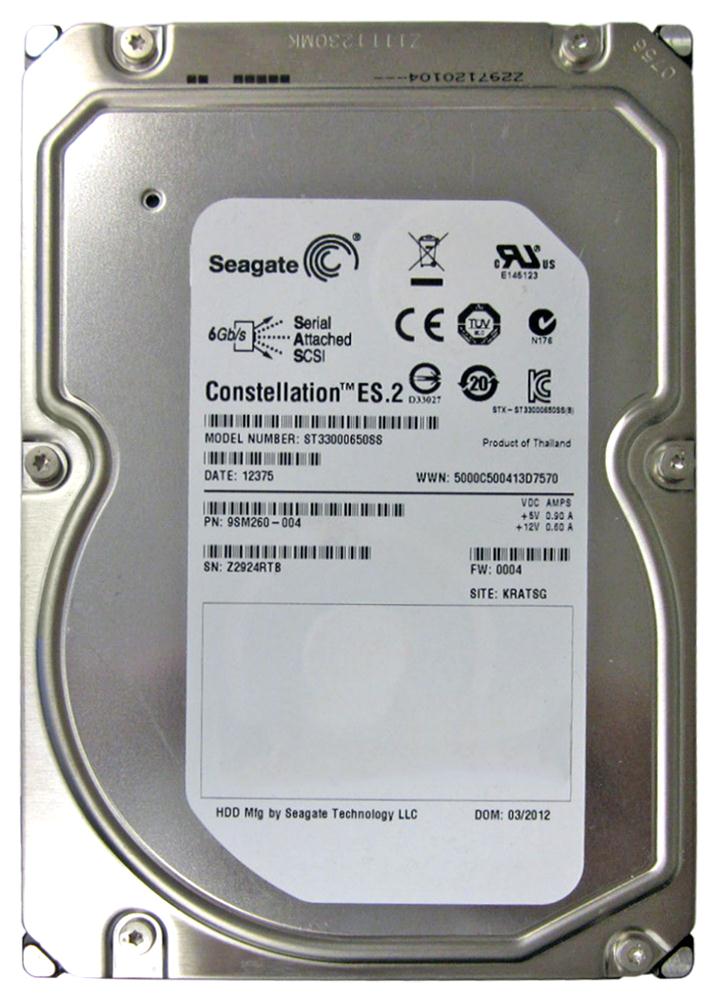 ST33000650SS Seagate Constellation ES.2 3TB 7200RPM SAS 6Gbps 64MB Cache 3.5-inch Internal Hard Drive