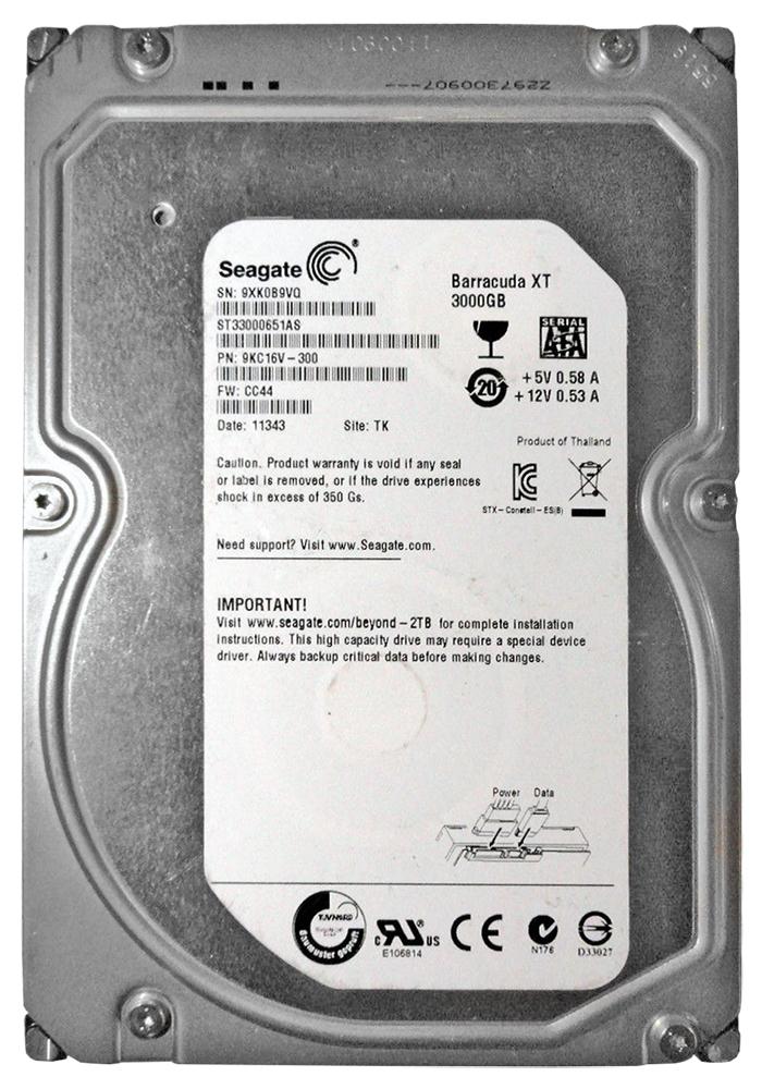 ST33000651AS Seagate Barracuda XT 3TB 7200RPM SATA 6Gbps 64MB Cache 3.5-inch Internal Hard Drive