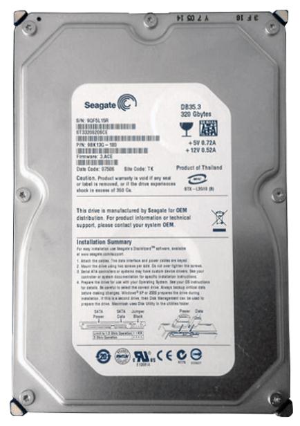 ST3320820SCE Seagate DB35 Series 320GB 7200RPM SATA 3Gbps 8MB Cache 3.5-inch Internal Hard Drive