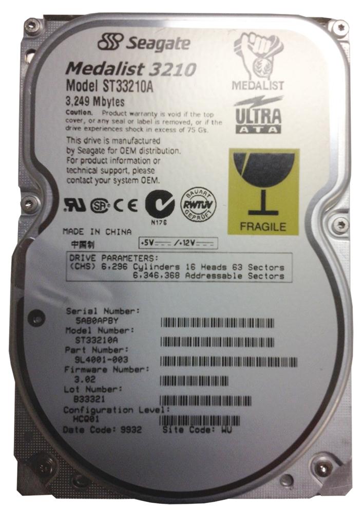 ST33210A Seagate Medalist 3210 3.2GB 5400RPM ATA-33 256KB Cache 3.5-inch Internal Hard Drive