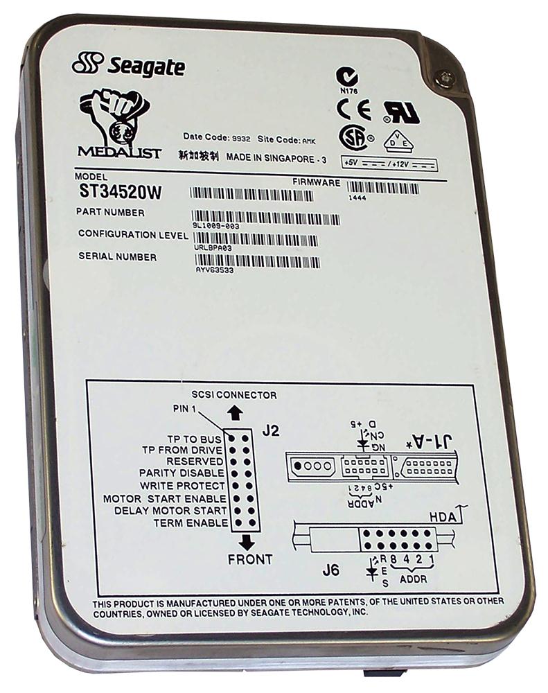 ST34520W Seagate Medalist Pro 4520 4.55GB 7200RPM Ultra Wide SCSI 68-Pin 512KB Cache 3.5-inch Internal Hard Drive