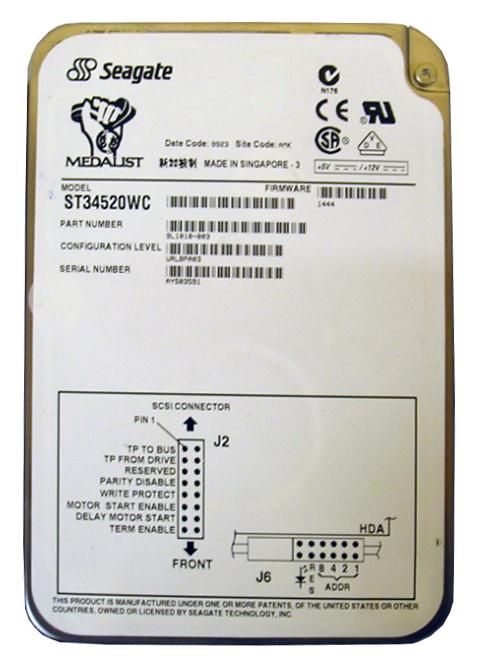 ST34520WC Seagate Medalist Pro 4520 4.5GB 7200RPM Ultra Wide SCSI 80-Pin 512KB Cache 3.5-inch Internal Hard Drive
