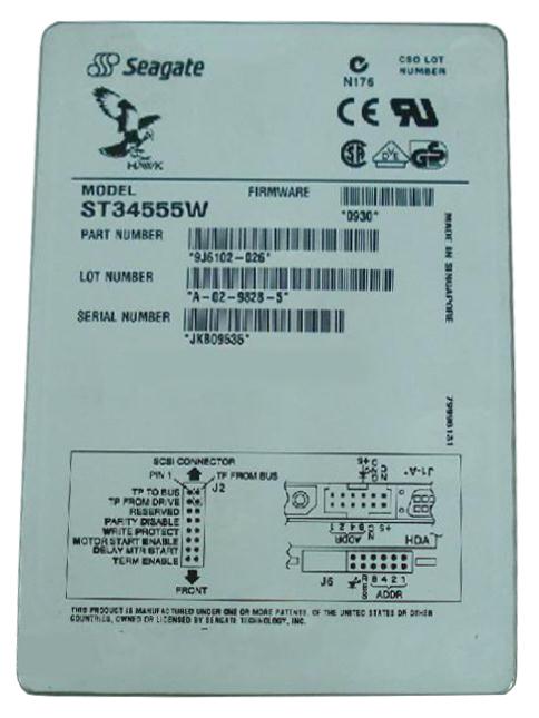 ST34555W Seagate Hawk 4XL 4.5GB 7200RPM Ultra SCSI Wide 3.5-inch Internal Hard Drive