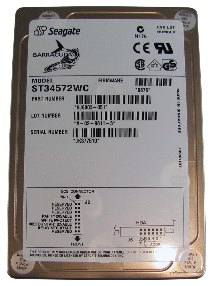 ST34572WC Seagate Barracuda 4XL 4.55GB 7200RPM Ultra Wide SCSI 80-Pin 512KB Cache 3.5-inch Internal Hard Drive