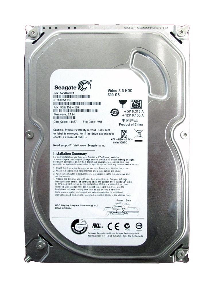 ST3500511CS Seagate Video HDD 500GB 5900RPM SATA 3Gbps 32MB Cache 3.5-inch Internal Hard Drive