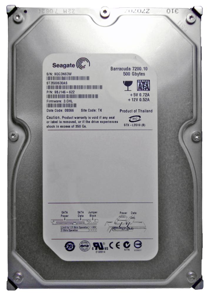 ST3500630AS Seagate Barracuda 7200.10 500GB 7200RPM SATA 3Gbps 16MB Cache 3.5-inch Internal Hard Drive