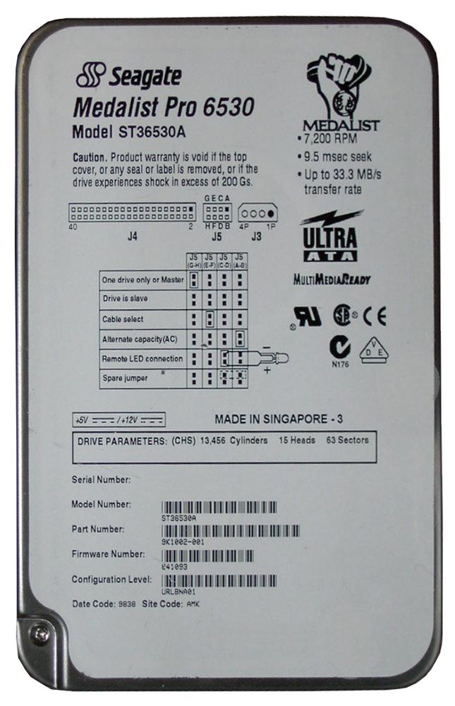 ST36530A Seagate Medalist Pro 6530 6.5GB 7200RPM ATA-33 512KB Cache 3.5-inch Internal Hard Drive