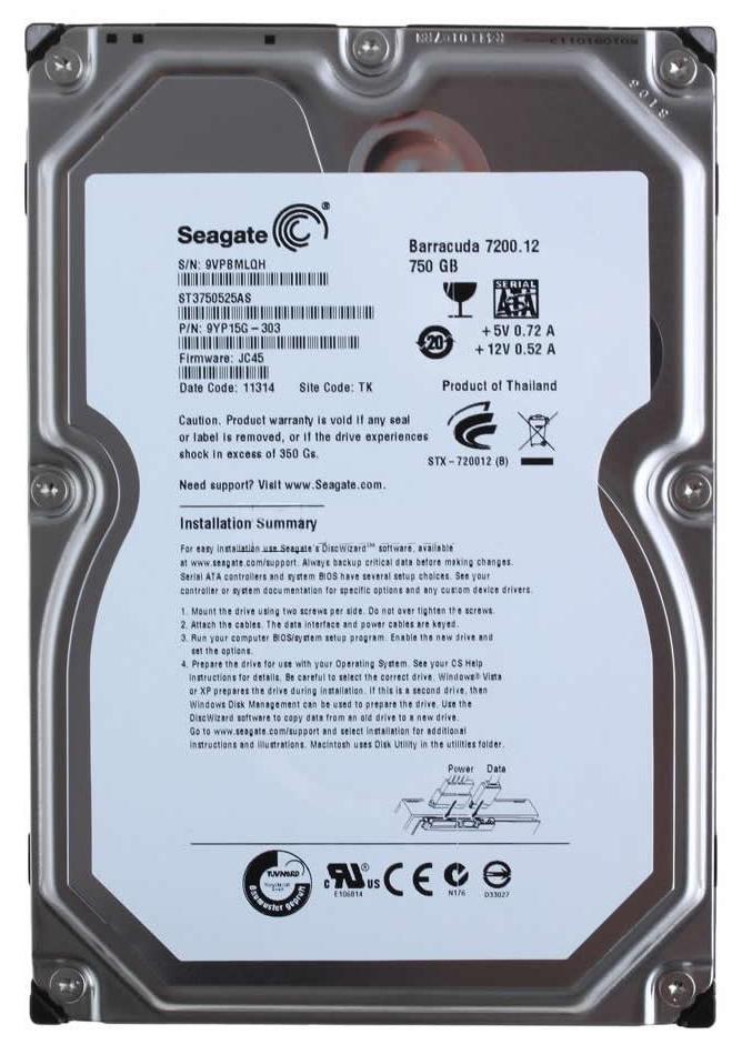 ST3750525AS Seagate Barracuda 7200.12 750GB 7200RPM SATA 6Gbps 32MB Cache 3.5-inch Internal Hard Drive