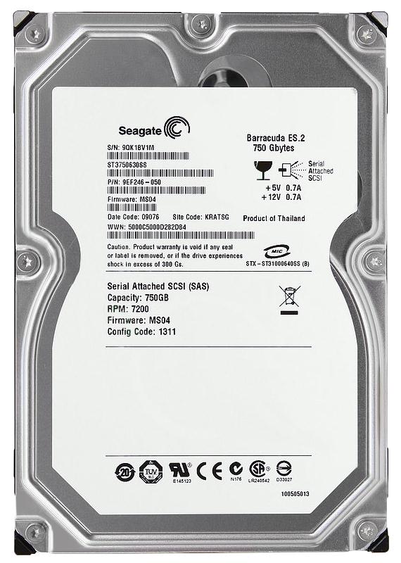 ST3750630SS Seagate Barracuda ES.2 750GB 7200RPM SAS 3Gbps 16MB Cache 3.5-inch Internal Hard Drive