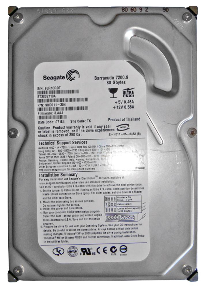 ST3802110A Seagate Barracuda 80GB 7200RPM ATA-100 2MB Cache 3.5-inch Internal Hard Drive