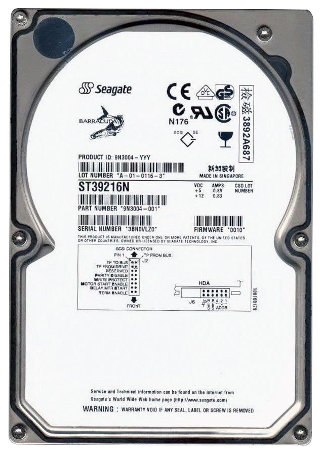 ST39216N Seagate Barracuda 18XL 9.2GB 7200RPM Ultra SCSI 50-Pin 2MB Cache 3.5-inch Internal Hard Drive