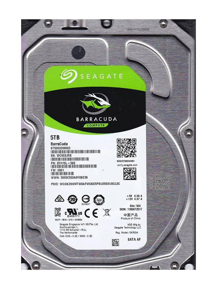 ST5000DM003 Seagate Desktop HDD.15 5TB 7200RPM SATA 6Gbps 128MB Cache 3.5-inch Internal Hard Drive