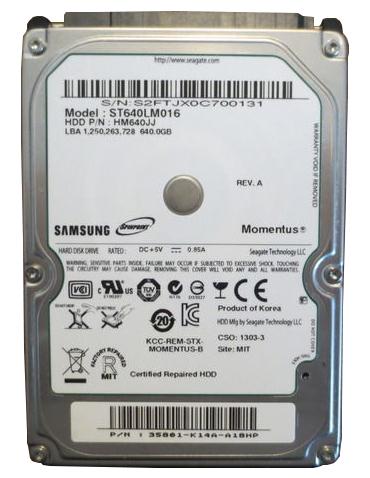 ST640LM016 Seagate Momentus 640GB 7200RPM SATA 3Gbps 16MB Cache 2.5-inch Internal Hard Drive