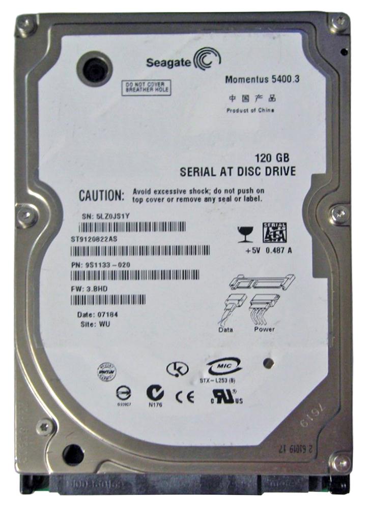 ST9120822AS Seagate Momentus 5400.3 120GB 5400RPM SATA 1.5Gbps 8MB Cache 2.5-inch Internal Hard Drive