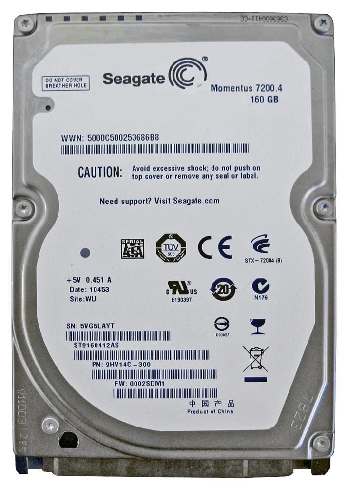 ST9160412AS Seagate Momentus 7200.4 160GB 7200RPM SATA 3Gbps 16MB Cache 2.5-inch Internal Hard Drive