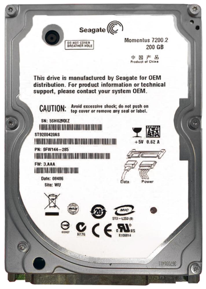 ST9200420AS Seagate Momentus 7200.2 200GB 7200RPM SATA 3Gbps 16MB Cache 2.5-inch Internal Hard Drive