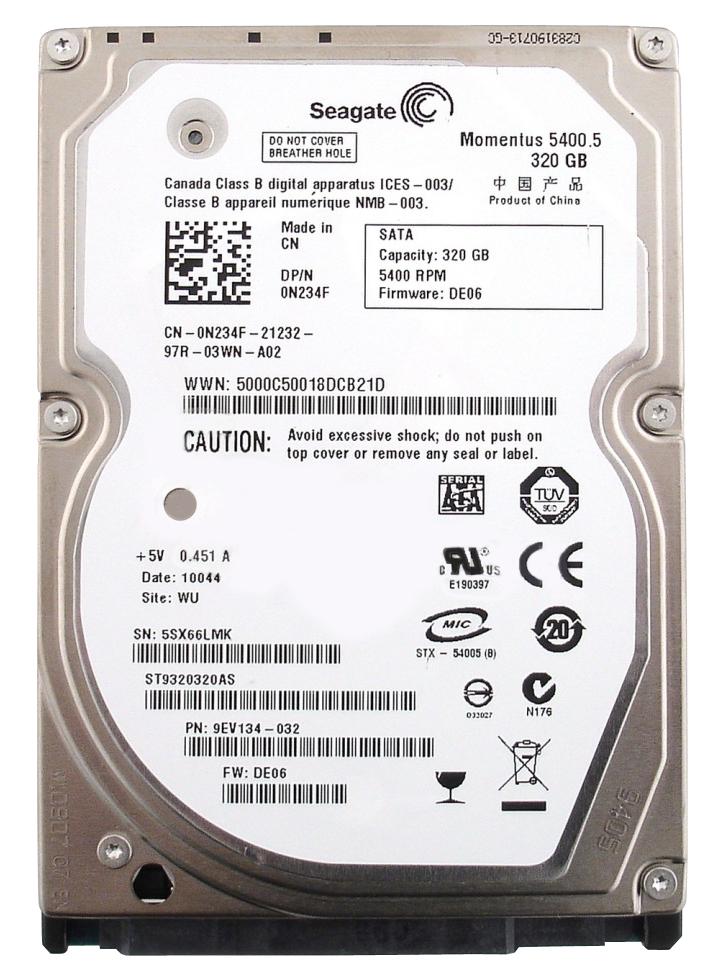 ST9320320AS Seagate Momentus 5400.5 320GB 5400RPM SATA 3Gbps 8MB Cache 2.5-inch Internal Hard Drive