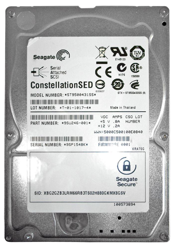 ST9500431SS Seagate Constellation 7200 500GB 7200RPM SAS 6Gbps 16MB Cache 2.5-inch Internal Hard Drive
