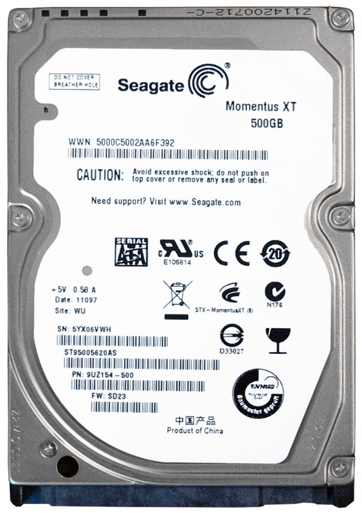 ST95005620AS Seagate Momentus XT 500GB 7200RPM SATA 3Gbps 32MB Cache 4GB SLC NAND SSD 2.5-inch Internal Hybrid Hard Drive
