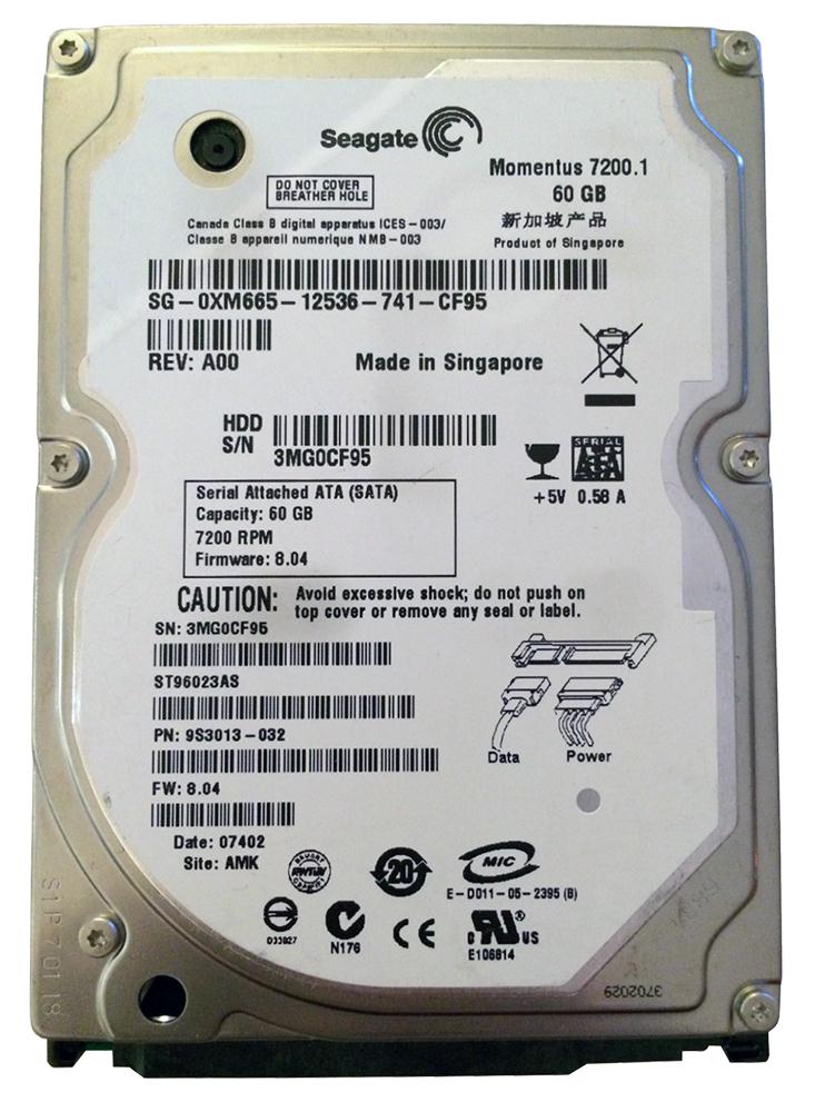 ST96023AS Seagate Momentus 7200.1 60GB 7200RPM SATA 1.5Gbps 8MB Cache 2.5-inch Internal Hard Drive