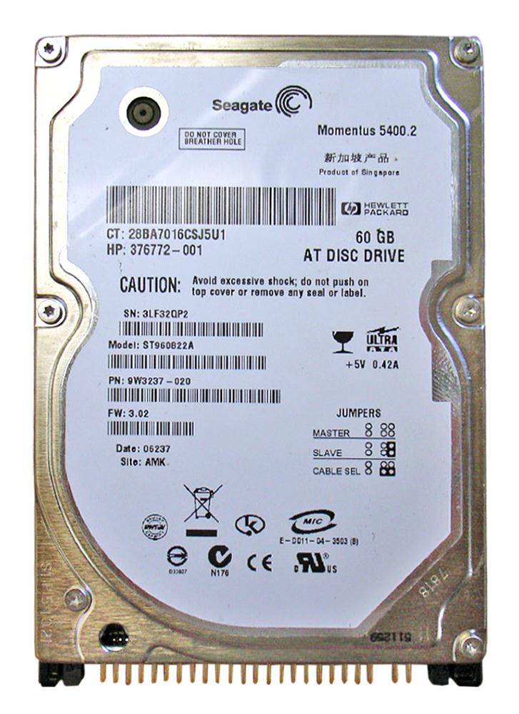 ST960822A Seagate Momentus 5400.2 60GB 5400RPM ATA-100 8MB Cache 2.5-inch Internal Hard Drive