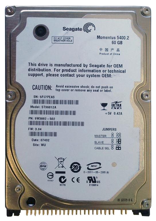 ST96812A Seagate Momentus 5400.2 60GB 5400RPM ATA-100 8MB Cache 2.5-inch Internal Hard Drive