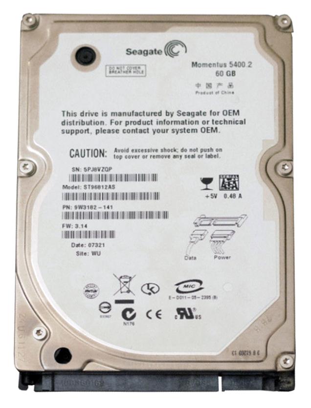 ST96812AS Seagate Momentus 5400.2 60GB 5400RPM SATA 1.5Gbps 8MB Cache 2.5-inch Internal Hard Drive