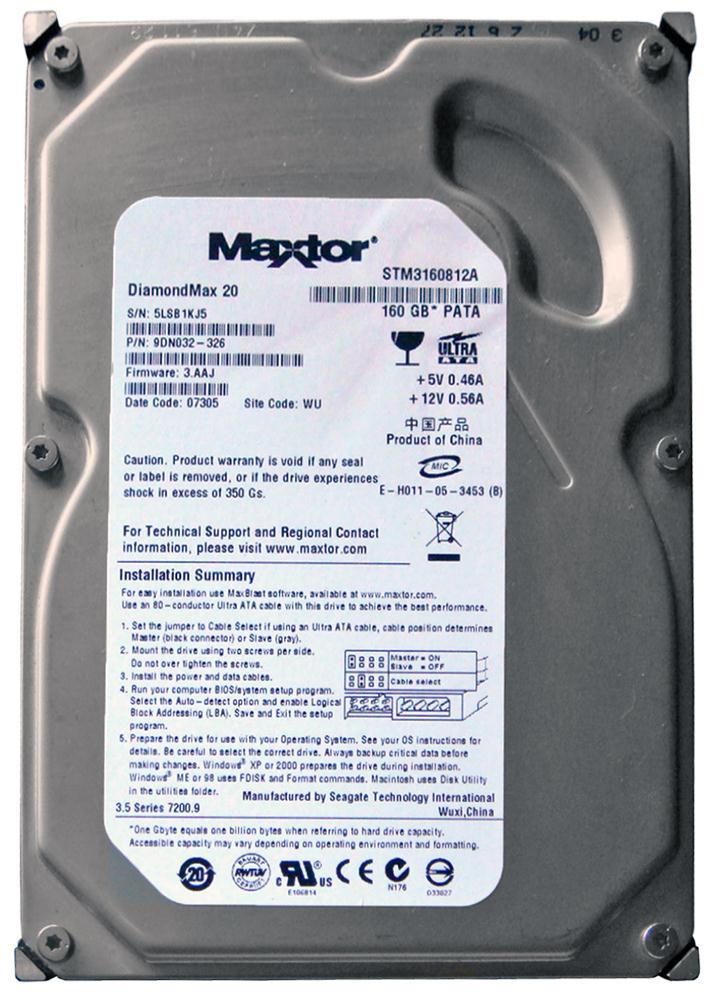 STM3160812A Seagate DiamondMax 20 160GB 7200RPM ATA-100 8MB Cache 3.5-inch Internal Hard Drive