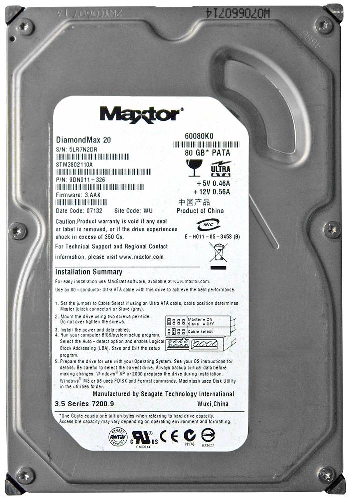 STM3802110A Seagate DiamondMax 20 80GB 7200RPM ATA-100 2MB Cache 3.5-inch Internal Hard Drive