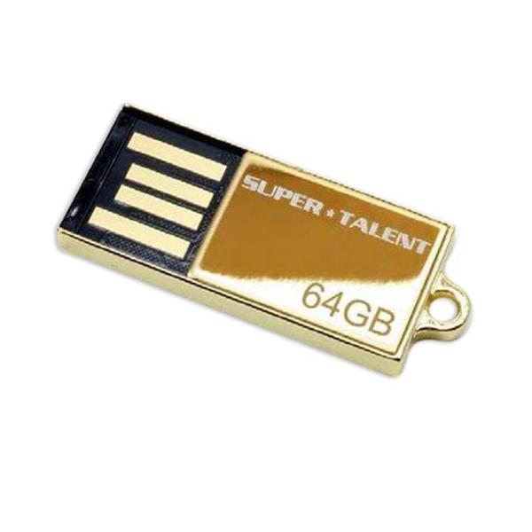 STU64GPCG Super Talent 64GB Pico C USB 2.0 Flash Drive 64GB Gold Rugged Design, Water Resistant, Capless, Shock Resistant