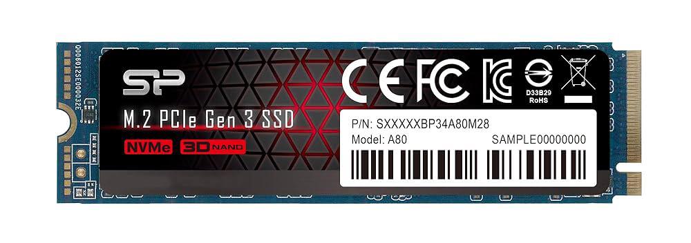 SU512GBP34A80M28AB Silicon Power 512GB PCI Express NVMe 3.0 x4 M.2 Solid State Drive (SSD)