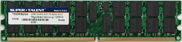 T533RB2G4 Super Talent 2GB PC2-4200 DDR2-533MHz ECC Registered CL4 240-Pin DIMM Memory Module
