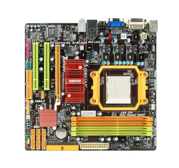 TA785G3 Biostar Socket AM3 AMD 785 + SB710 Chipset AMD Phenom II X6/ AMD Phenom II X4/ AMD Phenom II X6/ AMD Phenom II X3/ AMD Phenom II X2/ AMD Athlon II X4/ AMD Athlon II X3/ AMD Athlon II X2 Processors Support DDR3 2x DIMM 4x SATA2 3.0Gb/s Micro-ATX Motherboard (Refurbished)