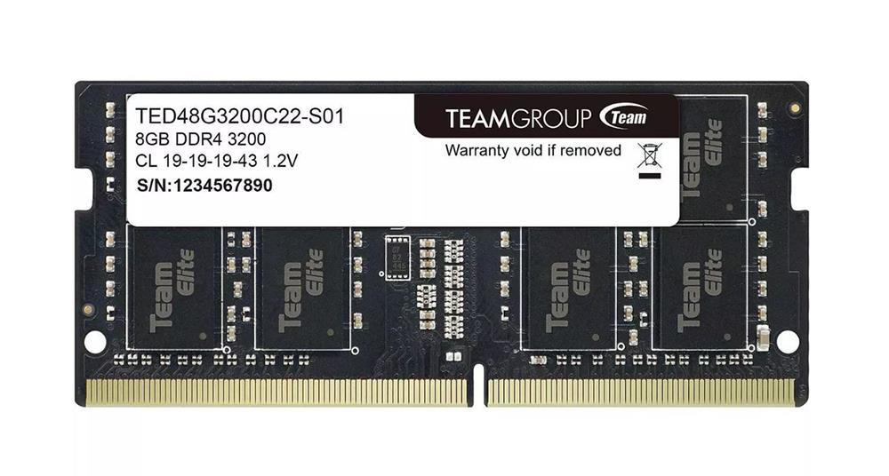 TED48G3200C22-S01 TEAMGROUP 8GB PC4-25600 DDR4-3200MHz non-ECC Unbuffered CL22 260-Pin SoDimm 1.2V Single Rank Memory Module