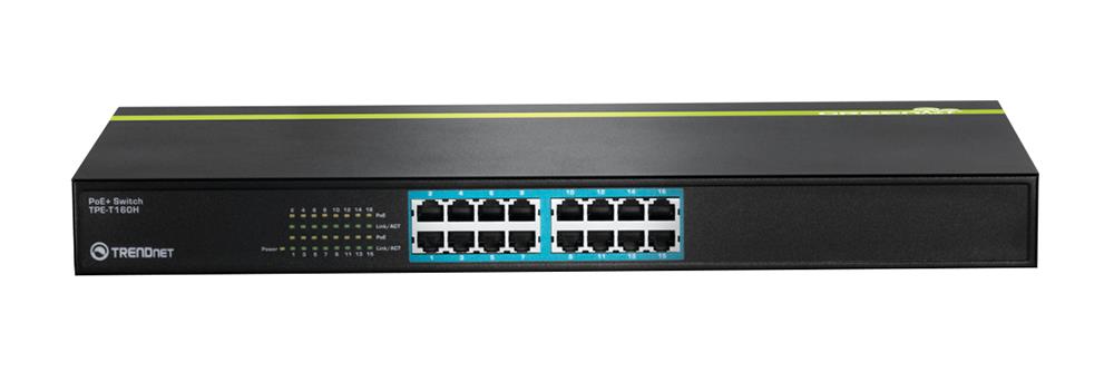 TPE-T160H TRENDnet Network 16-port 10 100MBps Poe + Switch Retai (Refurbished)