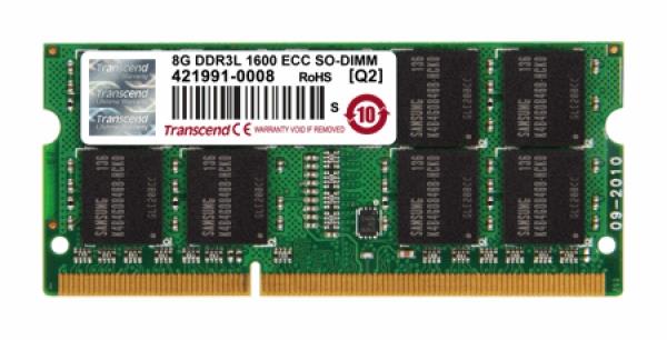 TS1GSK72W6H Transcend 8GB PC3-12800 DDR3-1600MHz ECC Unbuffered CL11 204-Pin SoDimm 1.35V Low Voltage Dual Rank Memory Module