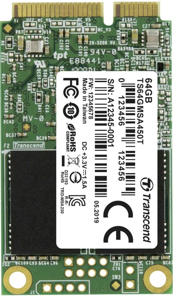 TS64GMSA450T Transcend MSA450T 64GB SATA 6Gbps mSATA Internal Solid State Drive (SSD)